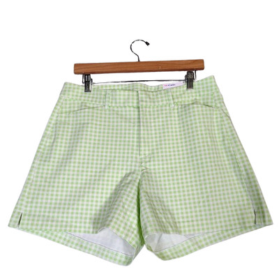 Old Navy Pixie Shorts Women's 12 White Green Gingham Check Stretch High-Rise NWT