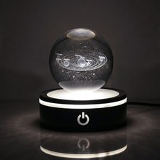 3D Solar System Crystal Ball with LED Light Base,Colorful Decorative Balls