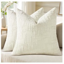 2er Set Chenille Kissenbezüge 45x45cm - Cremeweiß, Textur, Reißverschluss