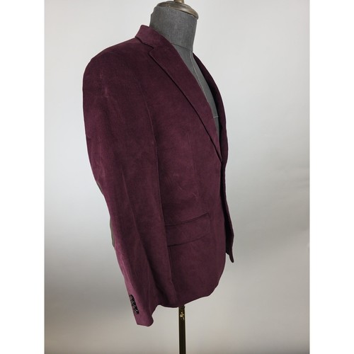 Tommy Hilfiger Corduroy Blazer Mens 38R Burgundy Sport Coat Elbow Patch NWT - Picture 3 of 12