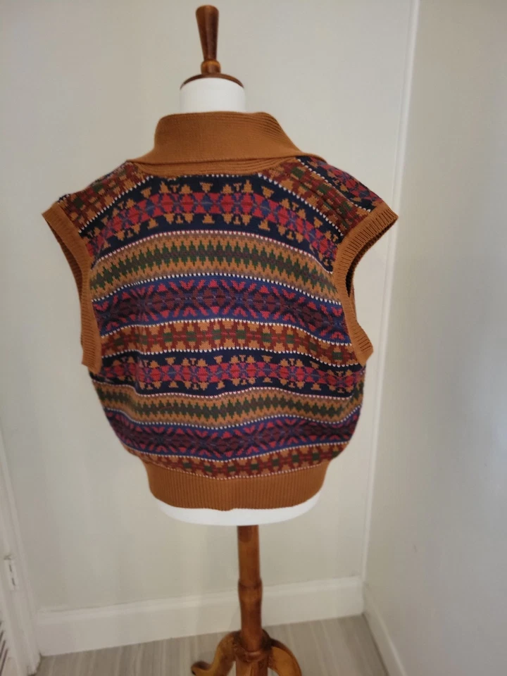 Chaleco Suéter Mujer Vintage Estampado Navajo Azteca, Mantón del Suroeste Cuello M Foto 3 de 4