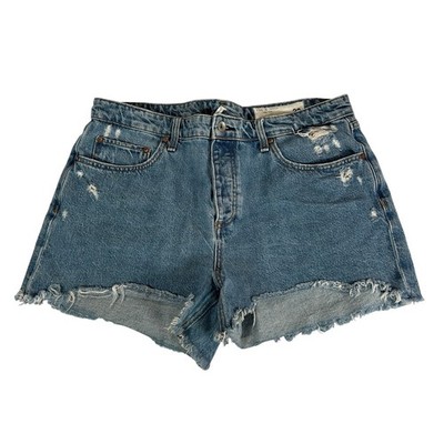Rag & Bone Dre Low-Rise Short 32 Misha Destructed Blue Denim Cutoff