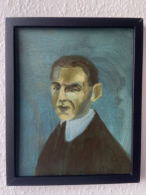 Modernes abstraktes figuratives Gemälde Portrait eines Mannes auf Leinwand gerahmt