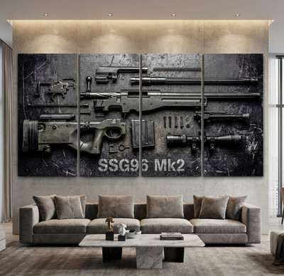 Demontierte Scharfschützengewehr SSG96 Mk2 Kunstwerk, 3D Kunst Waffe Wandbehang