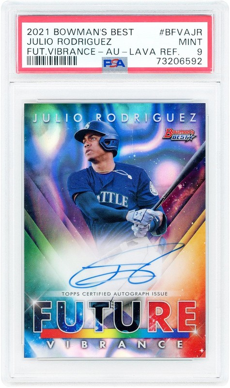 Julio Rodriguez Mariners Signed 2021 Bowman Best Future BFVA-JR 11/50 PSA 9 Card
