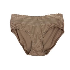 Warners Womens Lace Trim Light Brown Briefs Size M/S Seamless Nylon Blend New