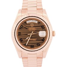 PAPERS Rolex Day-Date II 41mm President CONCENTRIC CHOCOLATE WAVE 18K 218235 BOX