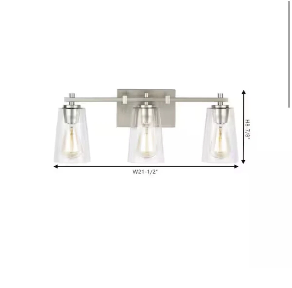 Mercer 21,5 pulgadas Lámpara de tocador de baño moderna de níquel satinado con 3 luces W. Foto 3 de 4