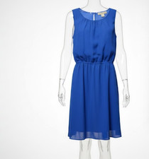 Banana Republic Women’s Dress Size 0 Blue Sleeveless Elastic Waist Sheer Lined