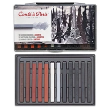Conte a Paris Sketching Crayons Black White & Sanguine Set