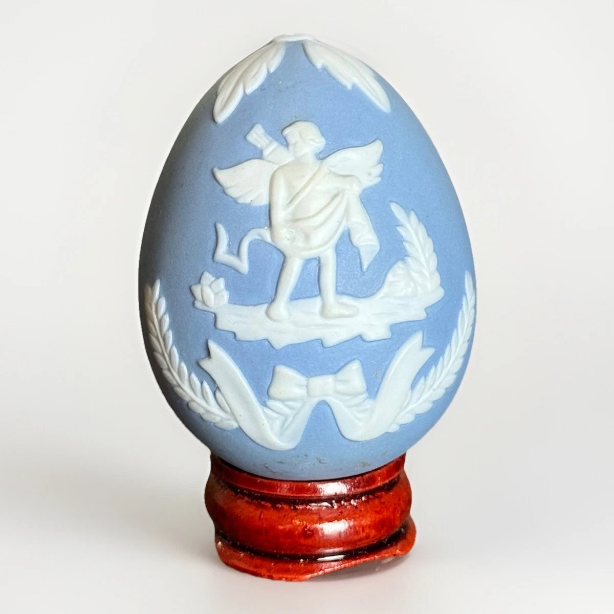 Franklin Mint Parian Style Miniature Egg - Wedgwood Blue Jasperware Style