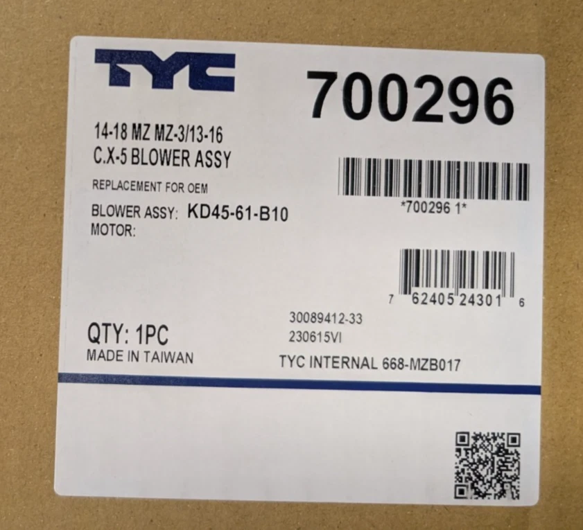 (nuevo) Soplador Motor 14-18 Mazda Mazda-3/13-16 CX-5 Parte # 700296 Foto 2 de 4