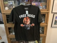 NWT Chucky ‘Free Hugs’  Child’s Play Movie Halloween Black T-shirt SZ XL - Cool
