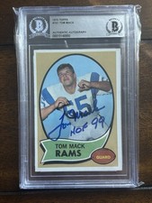 1970 Topps #151 Tom Mack Beckett Authentic Autograph Signed Rookie card Rams. rookie card picture
