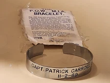Vintage VIVA POW MIA Bracelet 1970 Capt Patrick Carroll Jr Vietnam War Steel