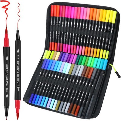 Dual Brush Markers,60Colors Markers for Adult Coloring Books, Dual Tip Marker...