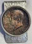 1964 Kennedy Half Dollar 90% Silver MADE MONEY CLIP Rainbow Toning Cool For Coin