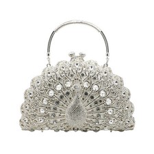 Women Peacock Crystal Clutch Purse Sparkling Rhinestone Handbag Ladies Luxury...
