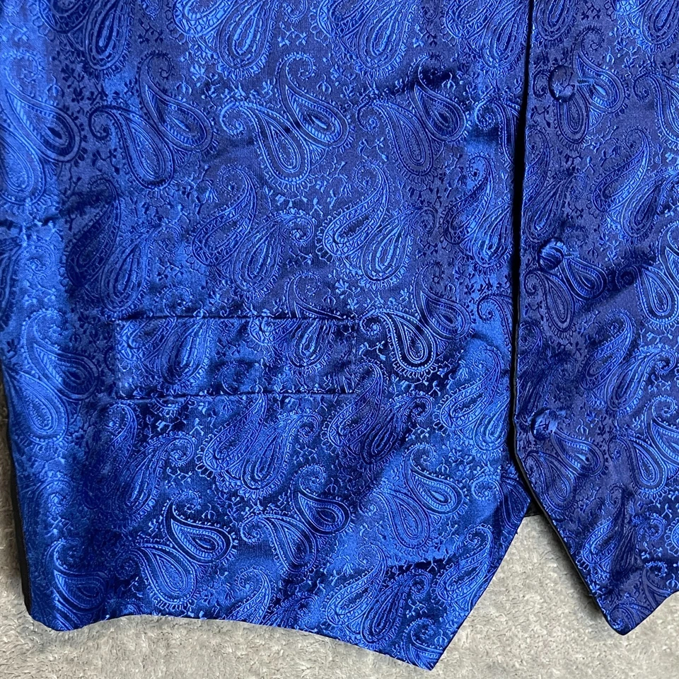 St Patrick Men Jacquard Paisley Cobalt Blue Formal Waistcoat Suit Vest Small - Image 4 of 4