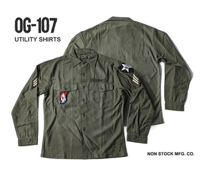 NON STOCK Herren OG-107 Fatigue Utility Shirt Long Sleeve Cotton Retro Casual