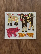 *Rare* Vintage Hambly Studios Prismatic Farm Animal Glitter Stickers MOD