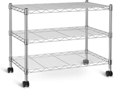 3-Tier Heavy Duty Storage Shelving Unit,Chrome,24.02" D X 13.78" W X 21.97" H In