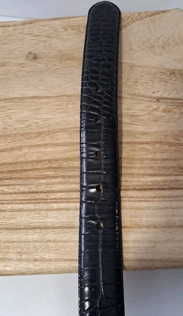 Polo Ralph Lauren Black Croc Embossed Genuine Leather Belt Mens 40/100 thumbnail 5