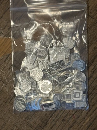 100 loose Grams .999 Fine Silver Bars/Rounds Random Designs
