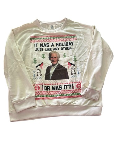 Ugly Christmas Sweatshirt Keith Morrison Dateline Motiv - Unisex Größe Large Creme