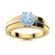 Round Natural Aquamarine 925 Sterling Silver Wife Solitaire Ring Jewelry