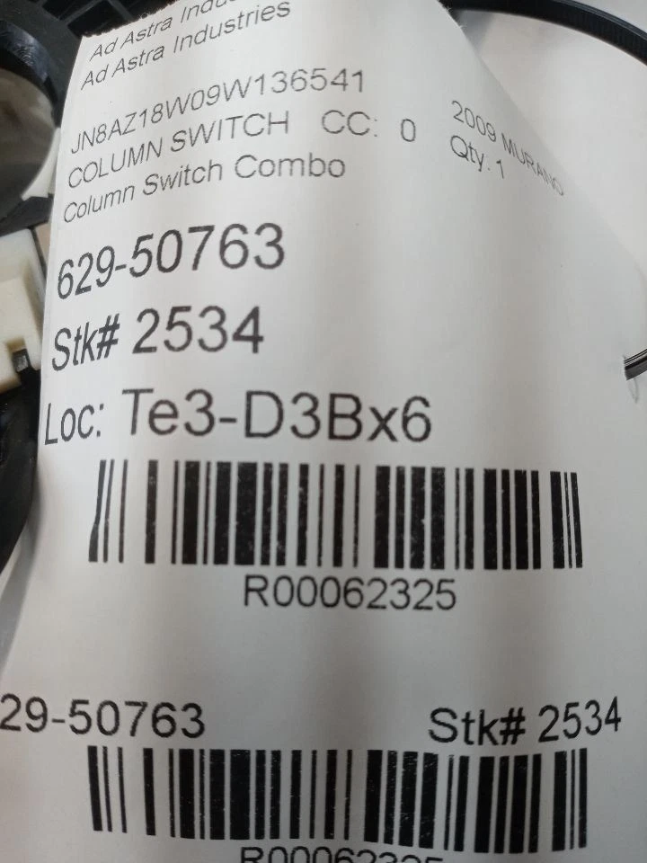 2009 Nissan Murano S Model Column Switch Combo Assembly OEM Tested  - Image 4 of 4