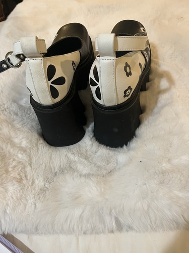 Damenschuhe klobig Mary Jane Lamoda geteilter Ton Puppe Blume Depop-Absatz UK3/US5 - Bild 8 von 12