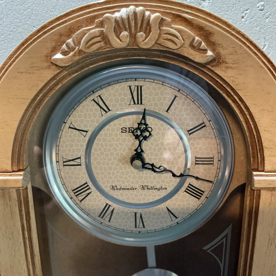 NEW Seiko Dual Chime Birch Shelf Clock QXQ004WLH - Image 2 of 4