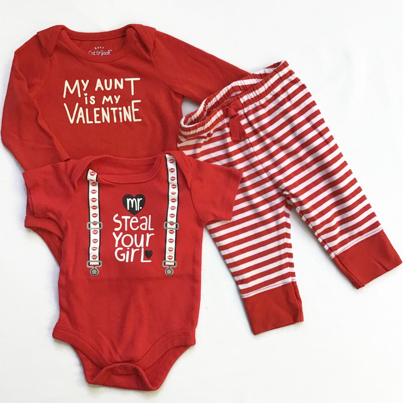 VALENTINE'S DAY Baby Boy Size 0-3 Newborn Clothes Outfit Bodysuit  Lot