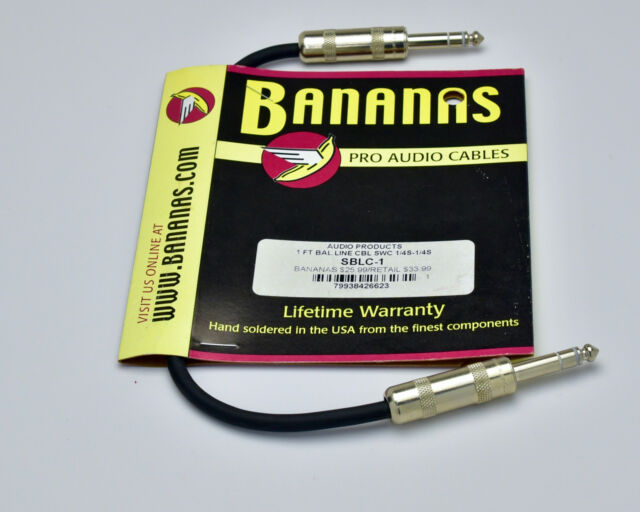 Bananas Pro Audio Cable SBLC-1 1ft BAL.Line CBL SWC 1/4S-1/4S (#3141) Bananas Pro Audio Cable SBLC-1 1ft BAL.Line CBL SWC 1/4S-1/4S (#3141)