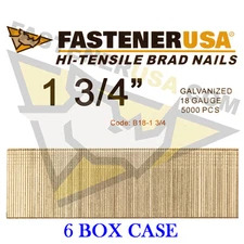1 3/4" 18 Gauge Straight Brad Finish Nails 18 ga (5,000 ct) (Case of 6)