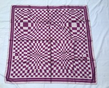 Vintage HALSTON Geometric Checkered Opt Pop Art Silk Scarf Italy 35  