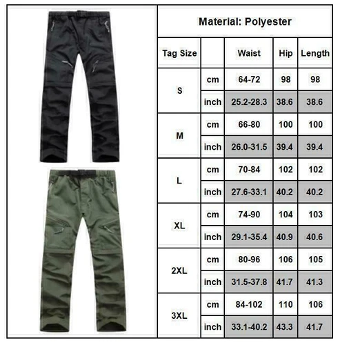 2 in 1 Mens Zip Off Legs Convertible Cargo Work Pants Trousers Multi May Wear L) - Picture 2 of 20