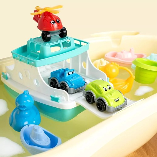 Ferry Boat Toys Set with Helicopter 2 Cars Baby Bath Toys for Toddlers - 17 PC - Picture 8 of 9
