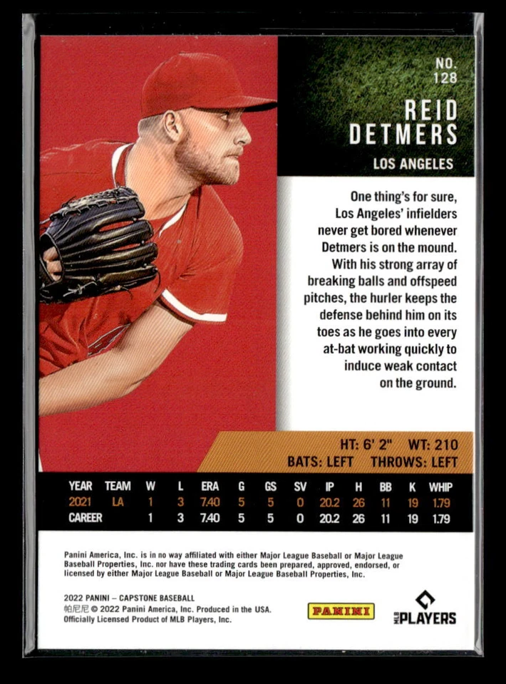 Reid Detmers - 2022 Panini Capstone Red #128 Los Angeles Angels - Image 2 of 2