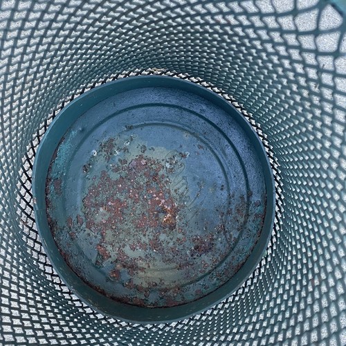 Vintage Large Metal NEMCO Wire Trash Can Diamond Mesh Pattern Green Old 827-22B - Picture 12 of 21
