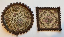 Antique Victorian Bronze Metallic Trim Floral...