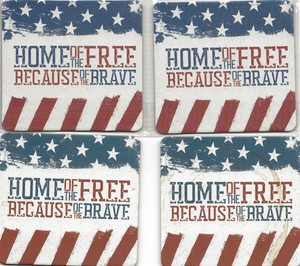 Patriotic VFW Coasters Set of 4 Veterans of Foreign Wars Home of the Free New