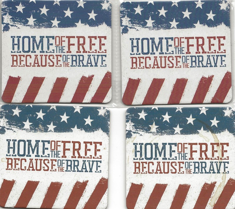 Patriotic VFW Coasters Set of 4 Veterans of Foreign Wars Home of the Free New