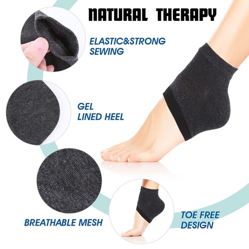 3 Pairs Moisturizing Gel Heel Socks Dry Cracked Heel Open Toe Socks for Women - Picture 5 of 7