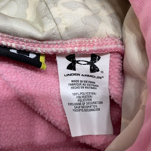 UNDER ARMOUR Embroidered Pullover Pink Hooded Sweatshirt Hoodie Girl's Size XL - Picture 9 of 9