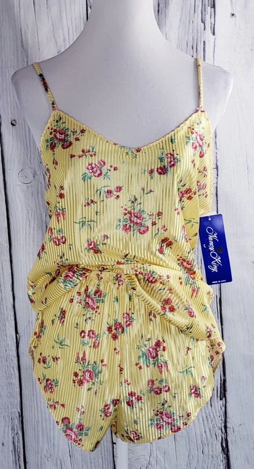 De Colección Nancy King Lencería Mujeres 2 Piezas Pijama Cami Top Pantalones Cortos Conjunto Floral M Stock M Sin Stock Foto 2 de 4
