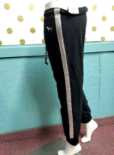 Victoria's Secret PINK Gym Pant Sweatpants Black with Silver Side Stripe M NWT - 第 1/3 張圖片