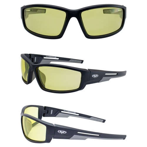 Global Vision Sly 88 Motorcycle Safety Glasses Sunglasses Black Frame w/Yellow - Picture 7 of 8