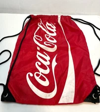 Coca Cola Coke 2010 cinch drawstring bag 18" x 13" shoulder red